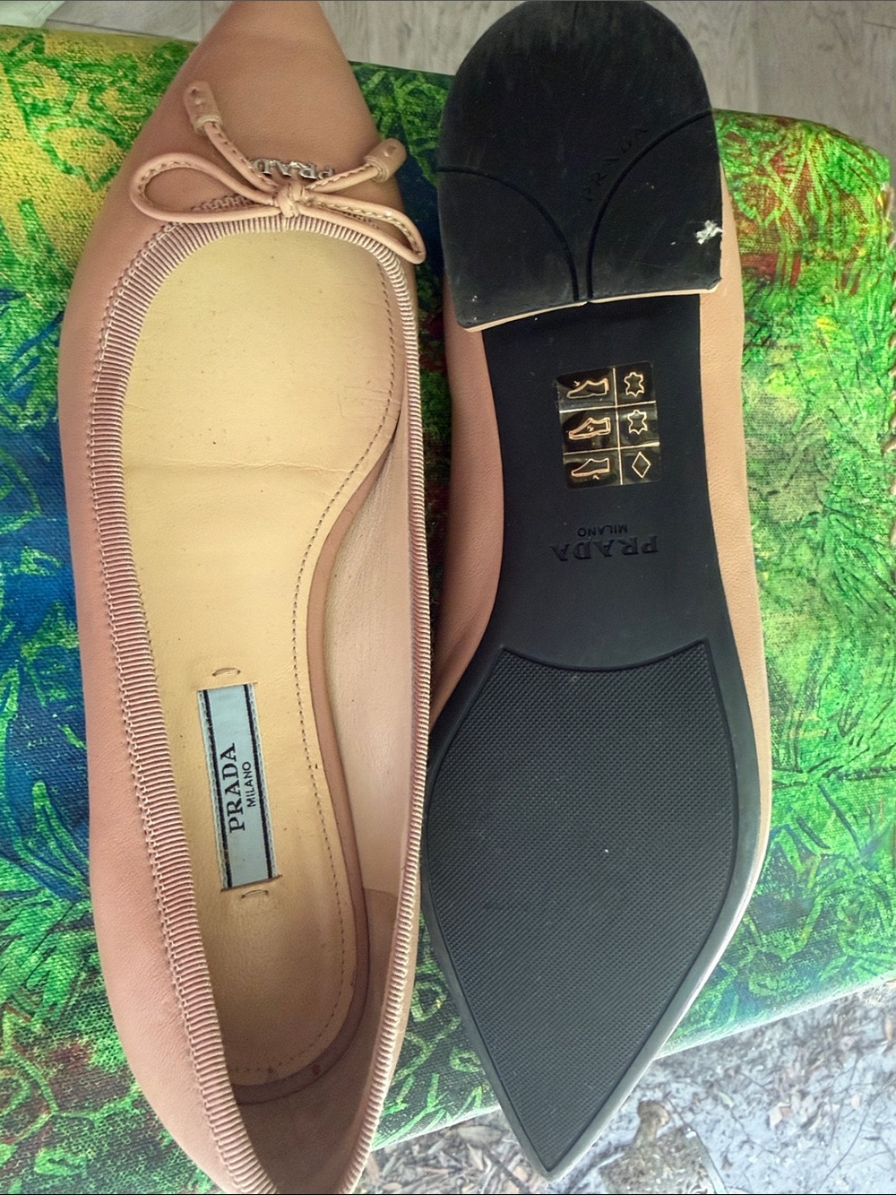 Prada Blush Pink Pointed-Toe Leather Ballet Flats - Picture 2 of 5